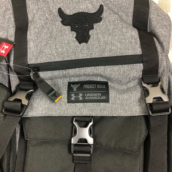 Under Armour UA Project Rock Bag Regiment Backpack Gray Chase Greatness 1325331 - Picture 7 of 13